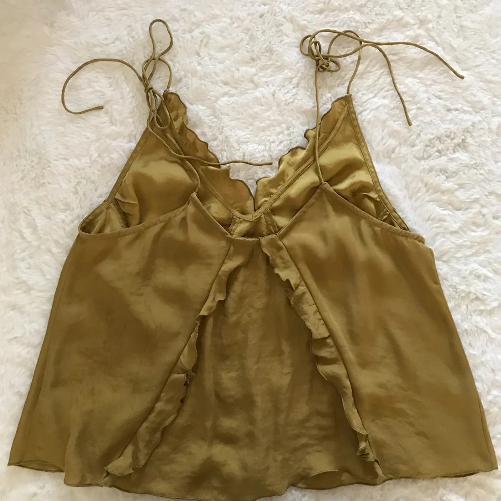 Free People Gold Ruffle Tank Top - Picture 2 of 5